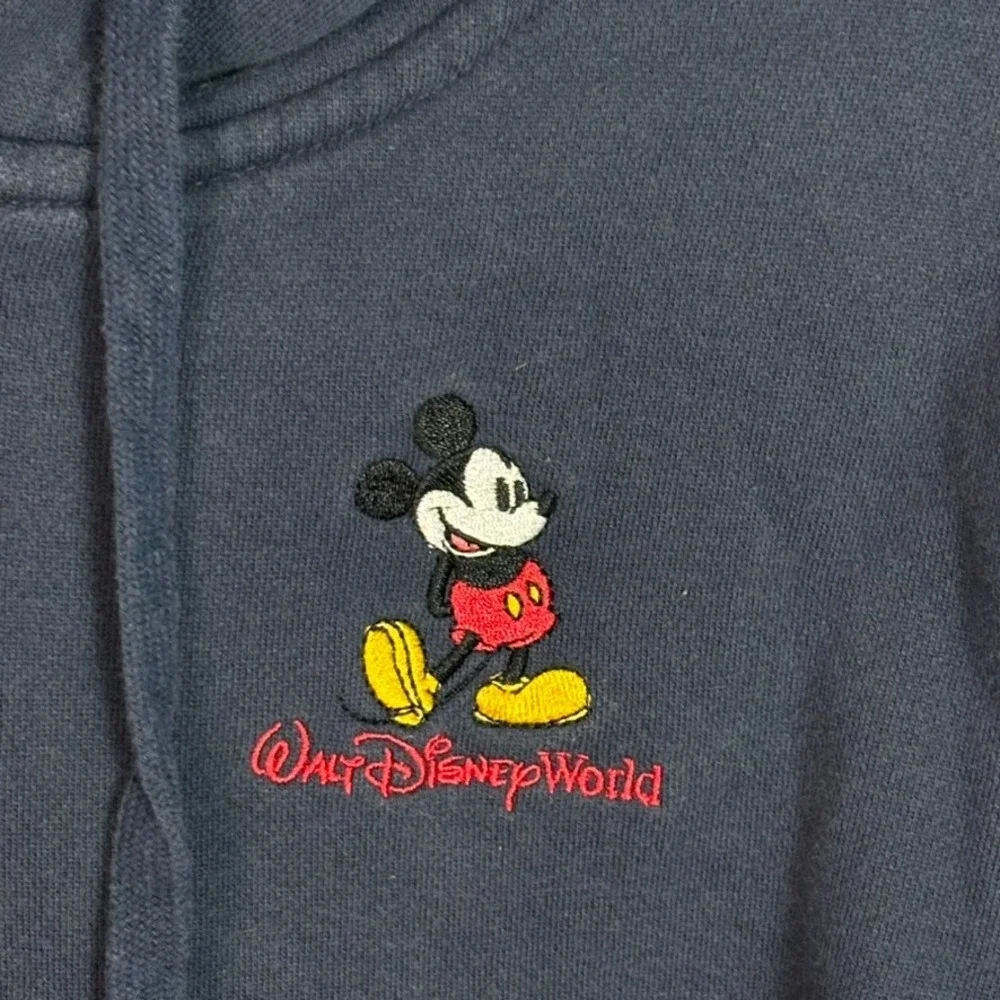 Disney Parks Micky Mouse Full Zip Up Hoodie Solid Navy Blue Jack Adult Size L